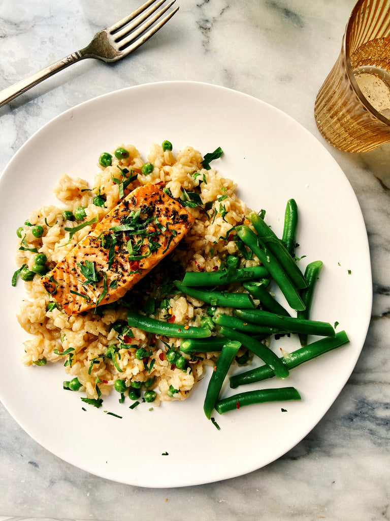 Get the Recipe for our Salmon with Baked Risotto